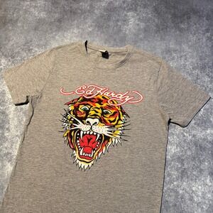 Y2K Kids Ed Hardy Tiger Graphic T Shirt Gray Youth XL Adult‎ Small